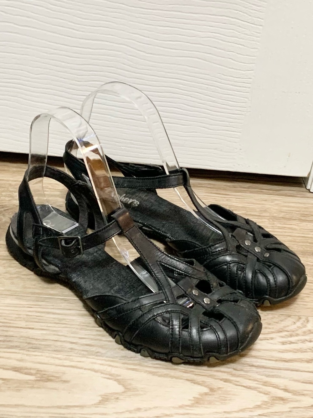 Skechers Sassies T Strap Sling Back Flats Sandals 8 Black